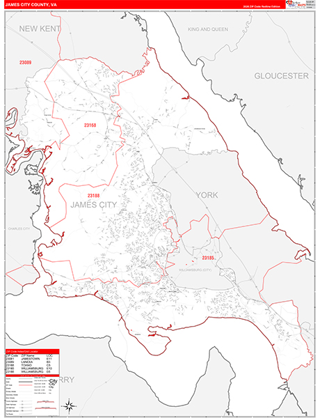 James City County, VA Zip Code Map